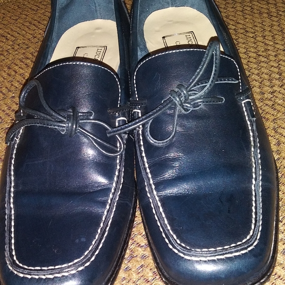 Luca Grossi per Carucci Shoes Women's Blue Leather Loafers Made in Italy - Picture 3 of 13